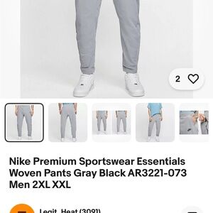 Nike Men's Premium Sportswear Essentials Woven Pants - Gray and Black